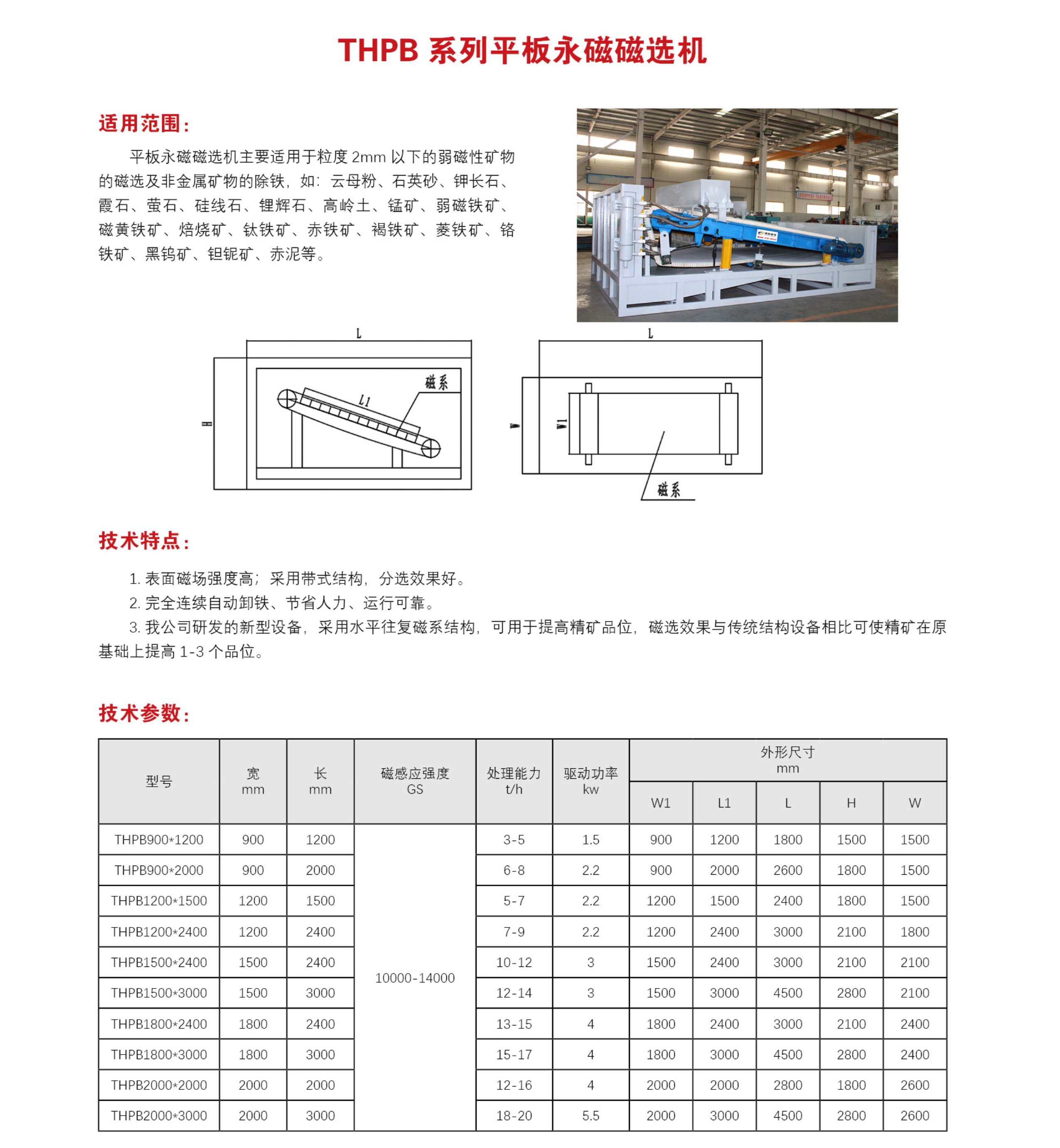 THPB 系列平板永磁磁选机