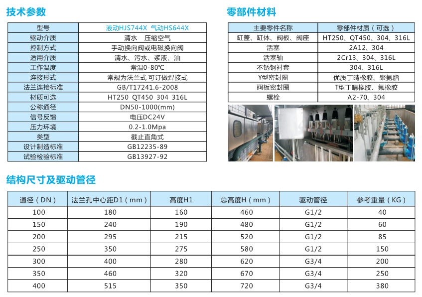 HS744X HS644X液动、气动角式排泥阀