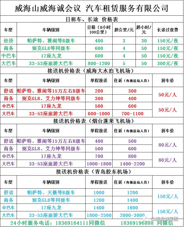 威海往返烟台机场