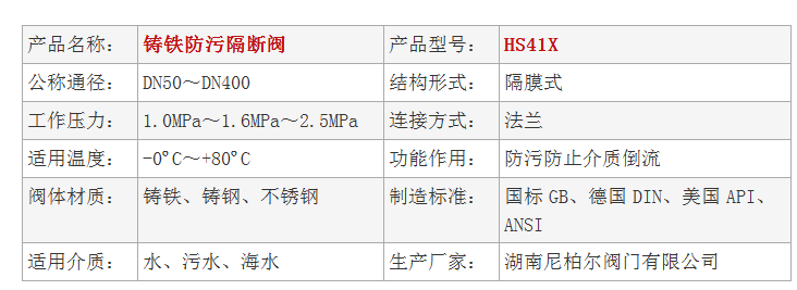 HS41X铸铁防污隔断阀