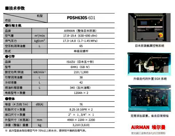复盛埃尔曼PDSH630S空压机