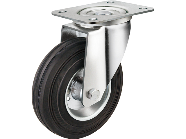 European style industrial iron core black rubber wheels