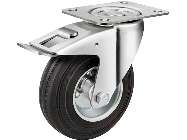 European style industrial iron core black rubber wheels
