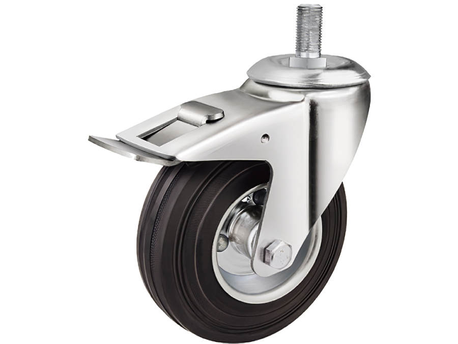 European style industrial iron core black rubber wheels
