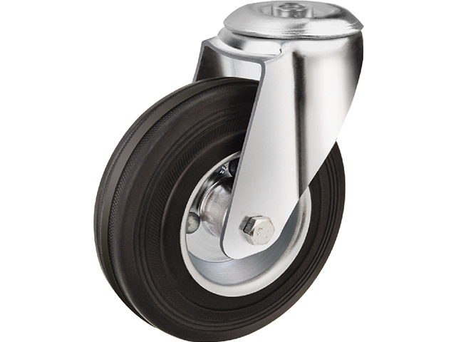 European style industrial iron core black rubber wheels