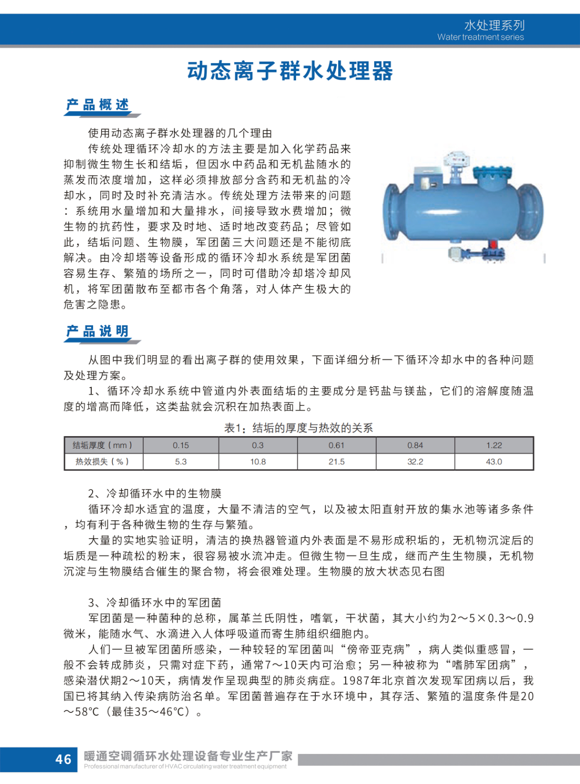 动态离子群水处理器