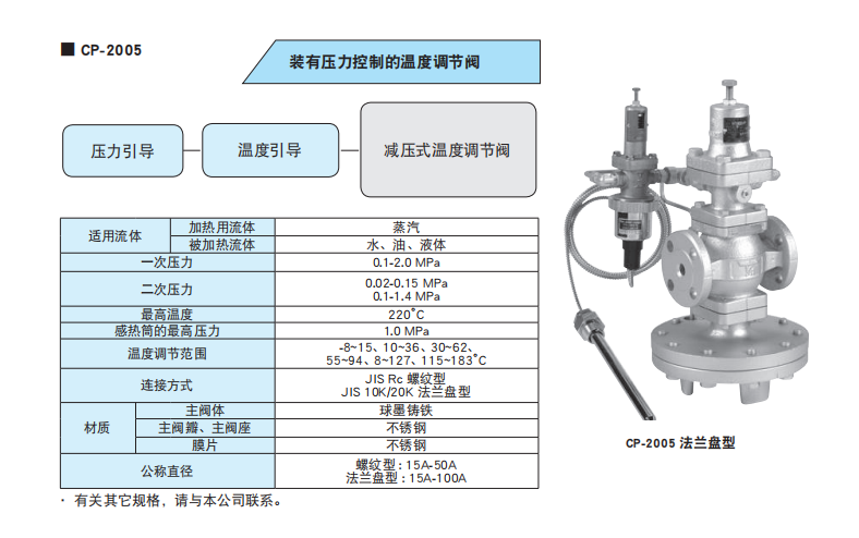 压力控制的温度调节阀 CP-2005