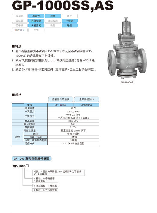 阿姆斯壮GP-1000SS AS 不锈钢蒸汽减压阀