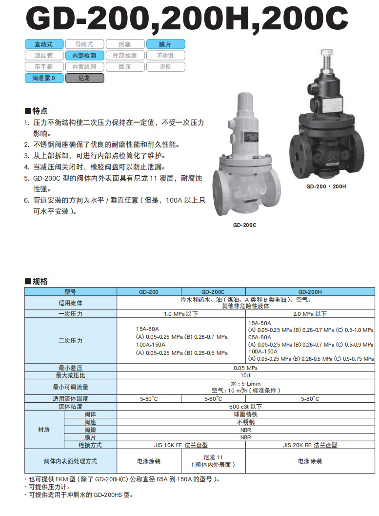 阿姆斯壮减压阀GD-200 GD-200H