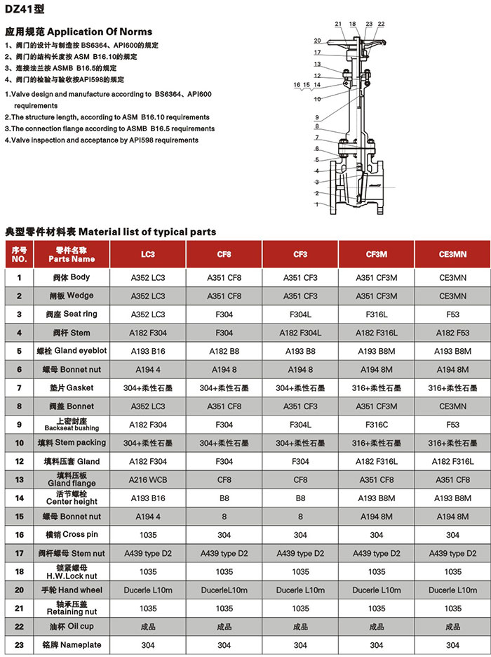 DZ41型低温闸阀