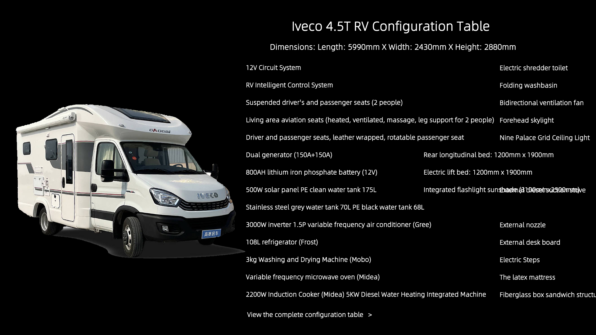 Iveco 4.5T Motorhome