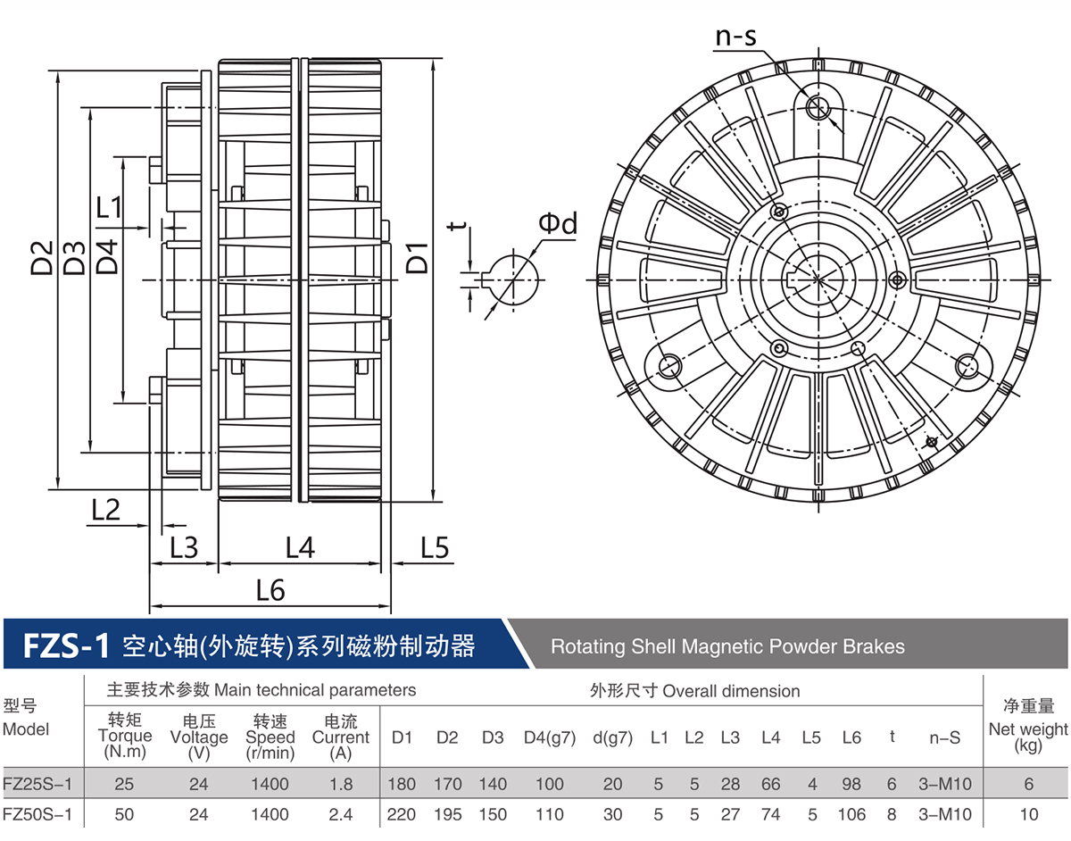 空心轴（外旋转）系列磁粉制动器