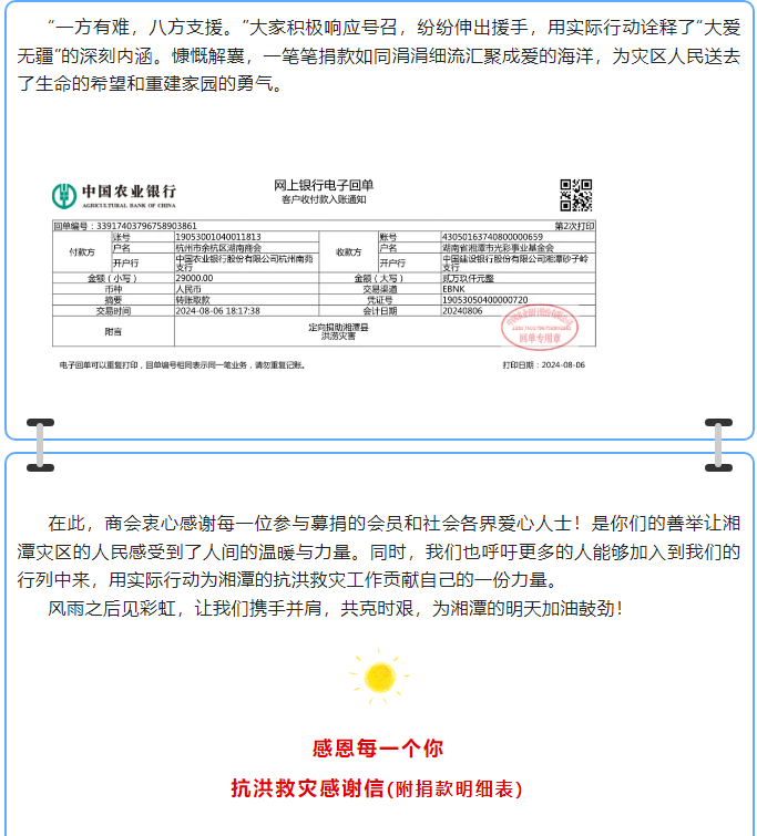 【抗洪救灾 情系湖湘②】商会助力湖南洪涝灾后重建工作
