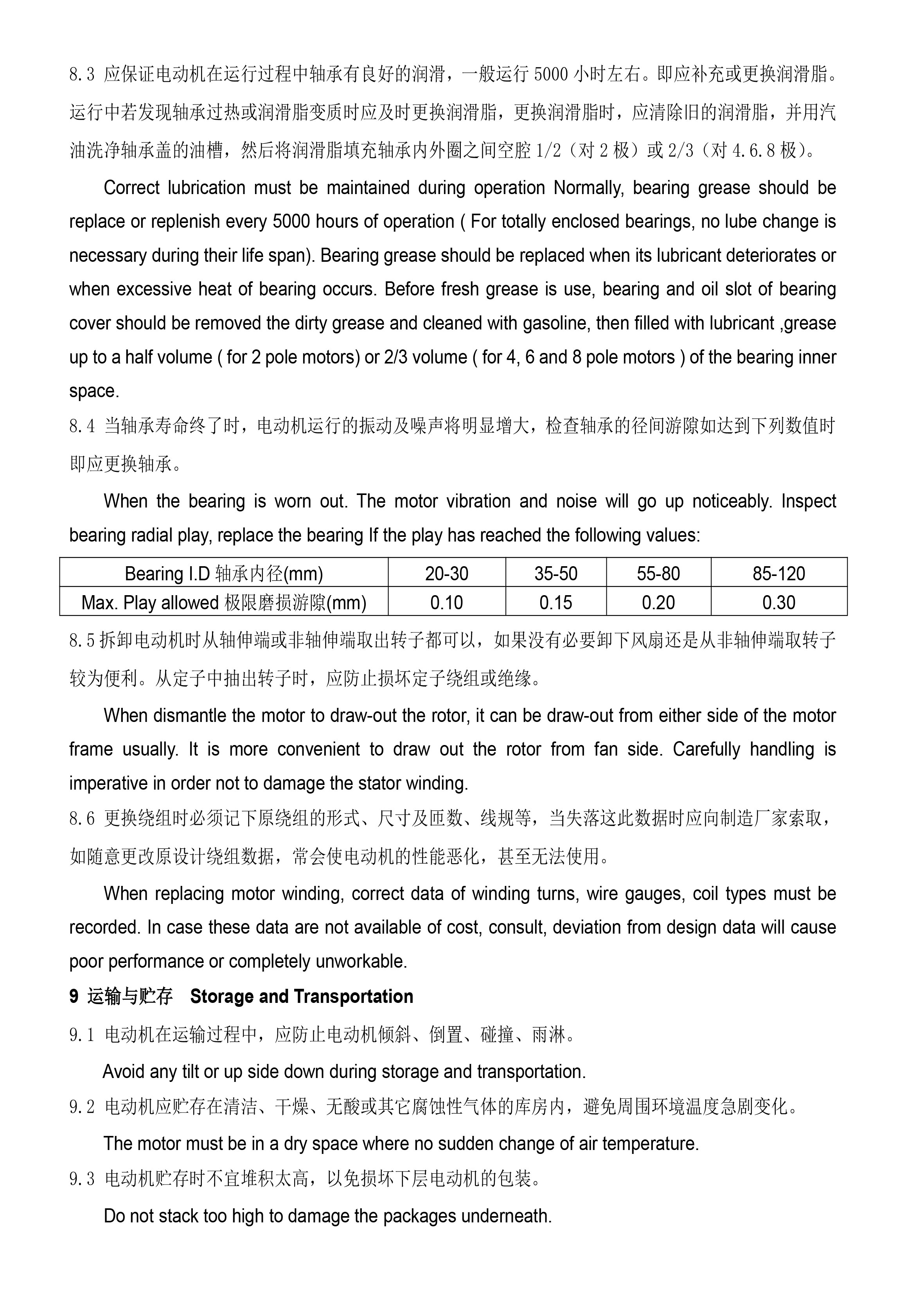 YE系列电机系列中英文说明书