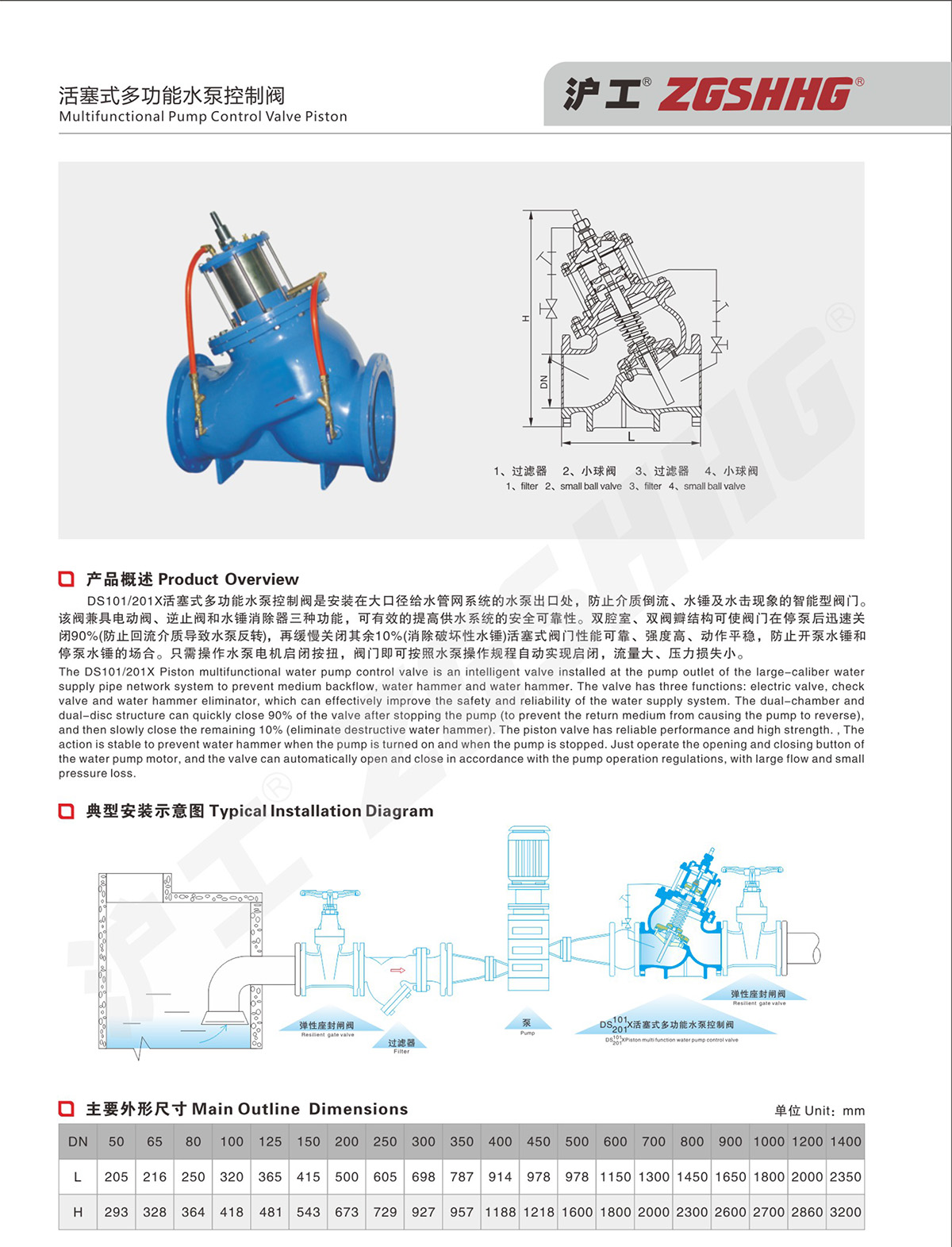 活塞式多功能水泵控制閥