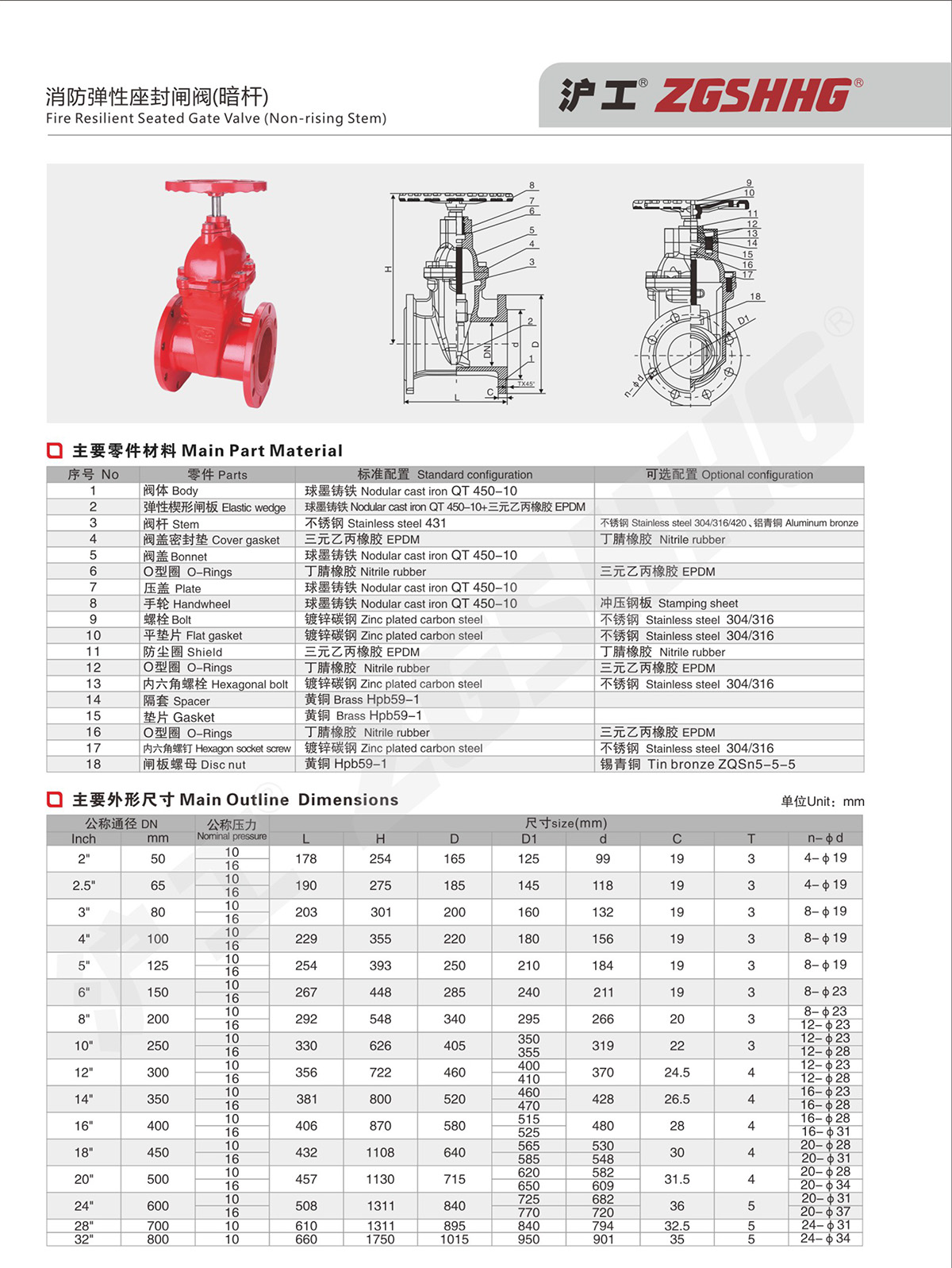 消性座封閘閥(暗桿)