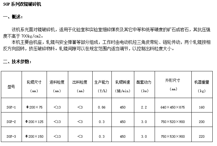 SGP-1型雙輥破碎機(jī)