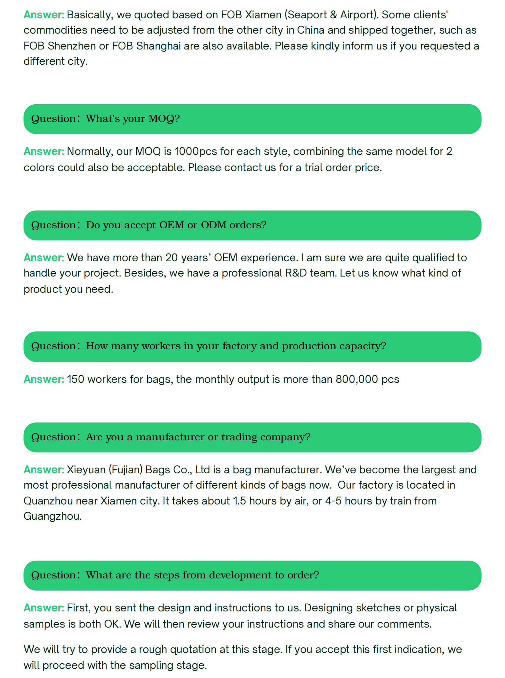 Xieyuan(Fujian)Bags Co.,Ltd