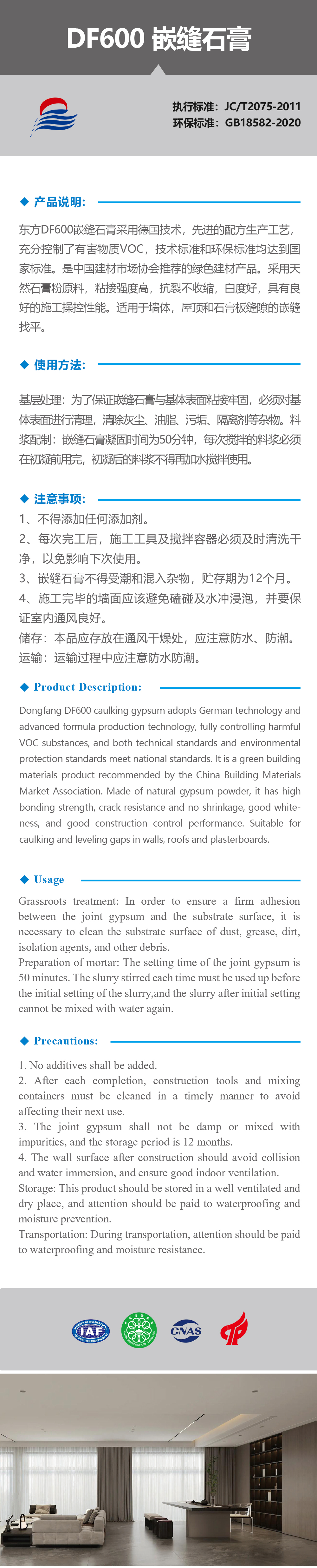 DF600 嵌缝石膏