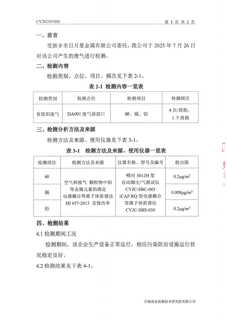 公司废气检测报告