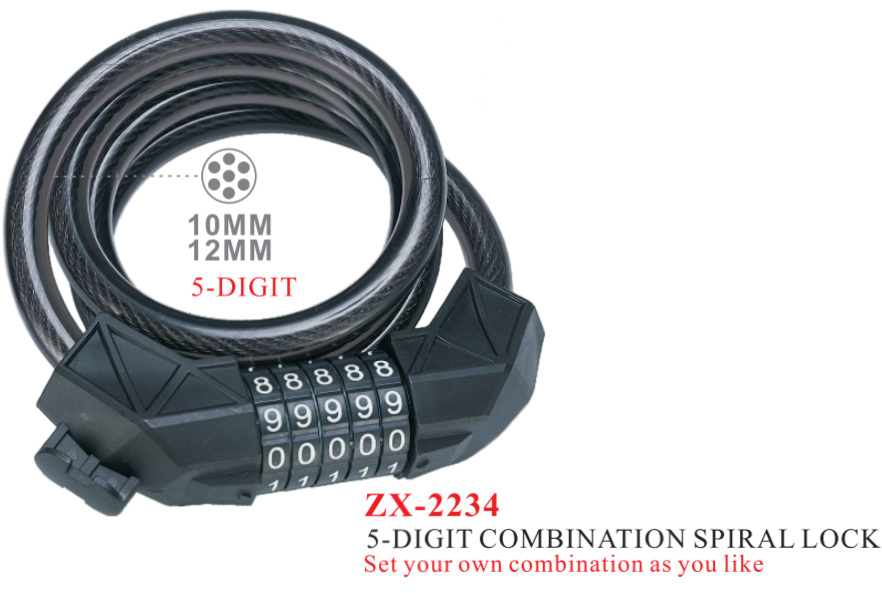 ZX2234-5DIGIT COMBINATION SPIRAL LOCK