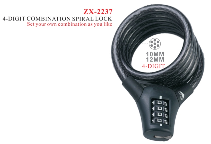 ZX2237-4DIGIT COMBINATION SPIRAL LOCK