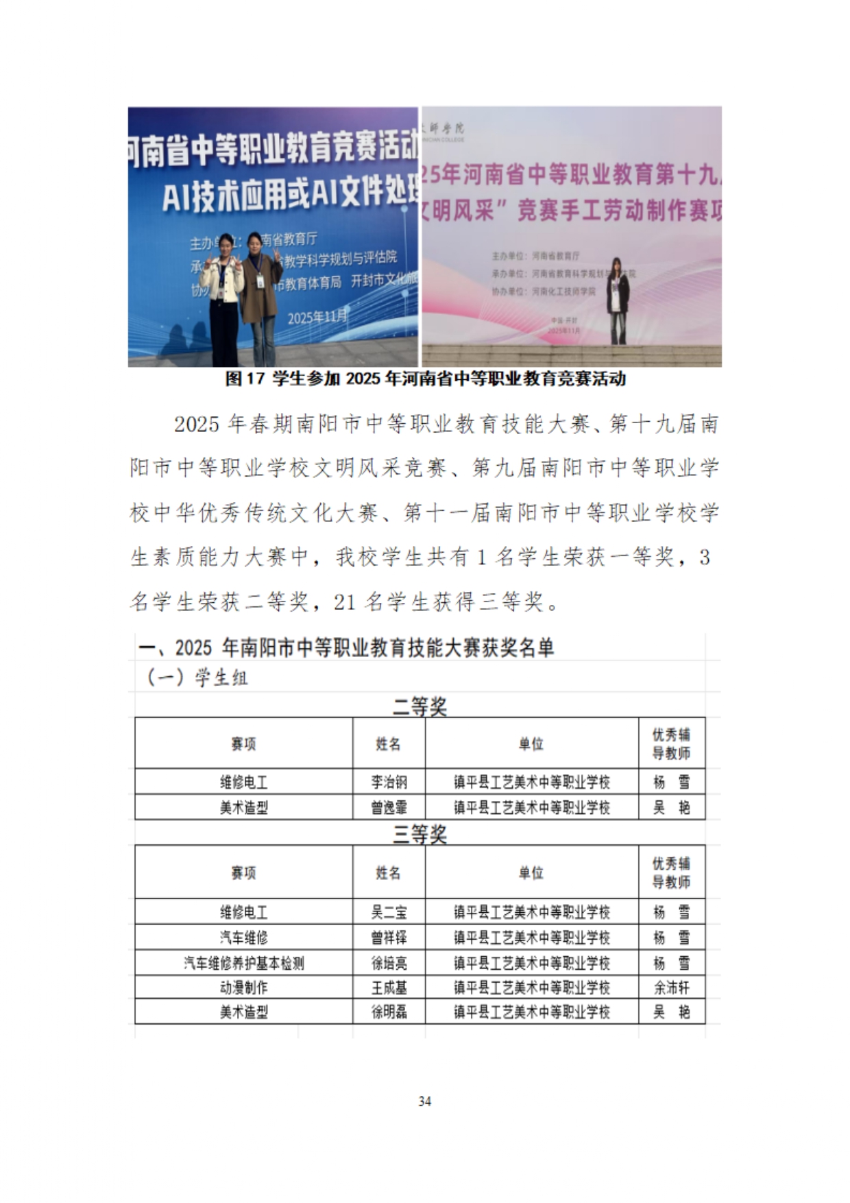 镇平县工艺美术中等职业学校质量年度报告2025