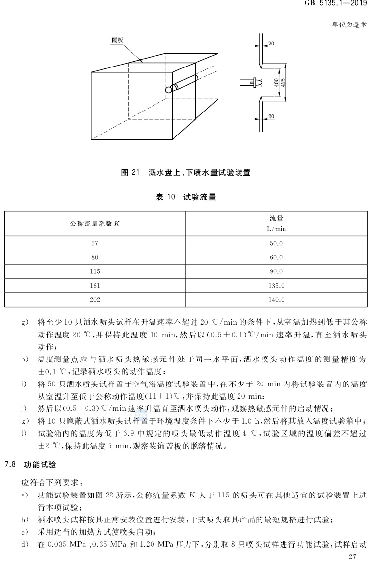 自动喷水灭火系统  第1部分:洒水喷头 GB5135.1-2019(代替GB5135.1-2003、GB5135.12-2006)