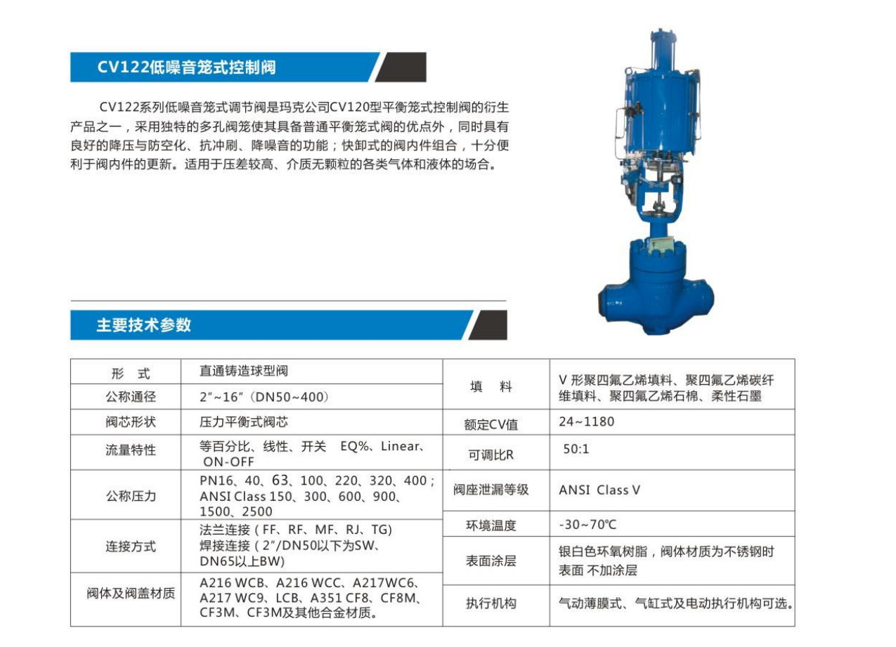 CV122低噪音笼式控制阀