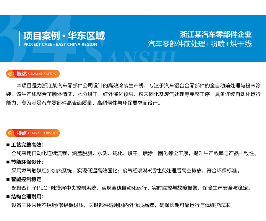 汽車零部件前處理噴粉烘干線