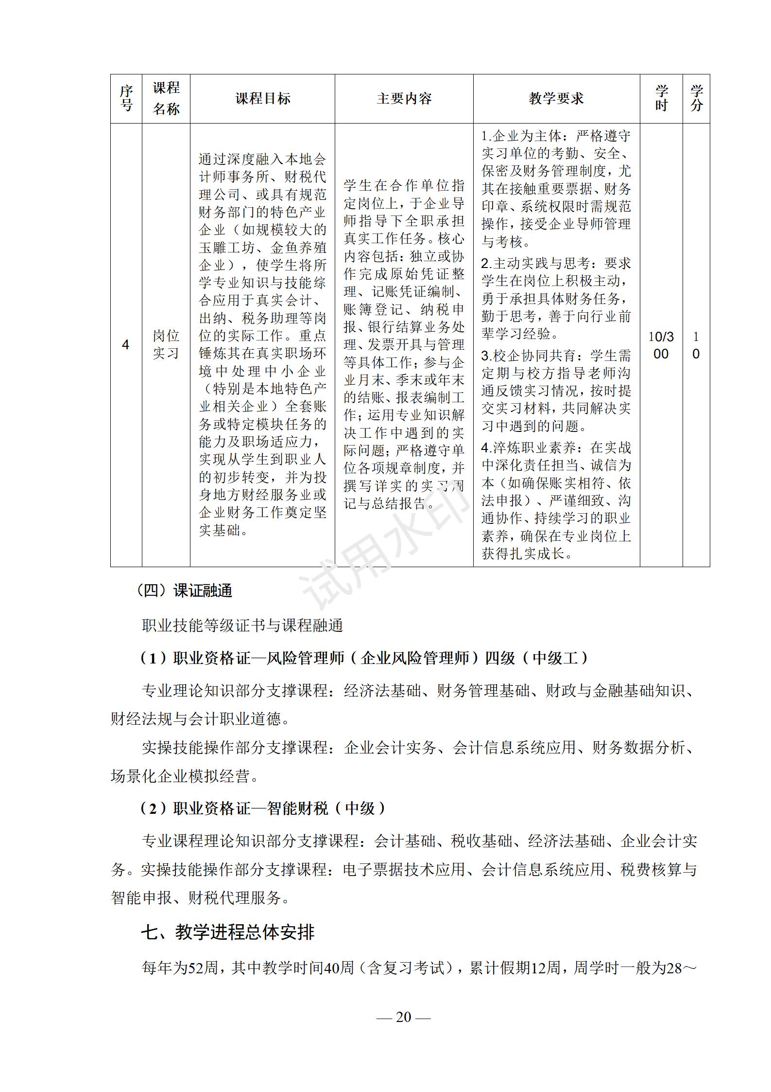 会计事务专业人才培养方案