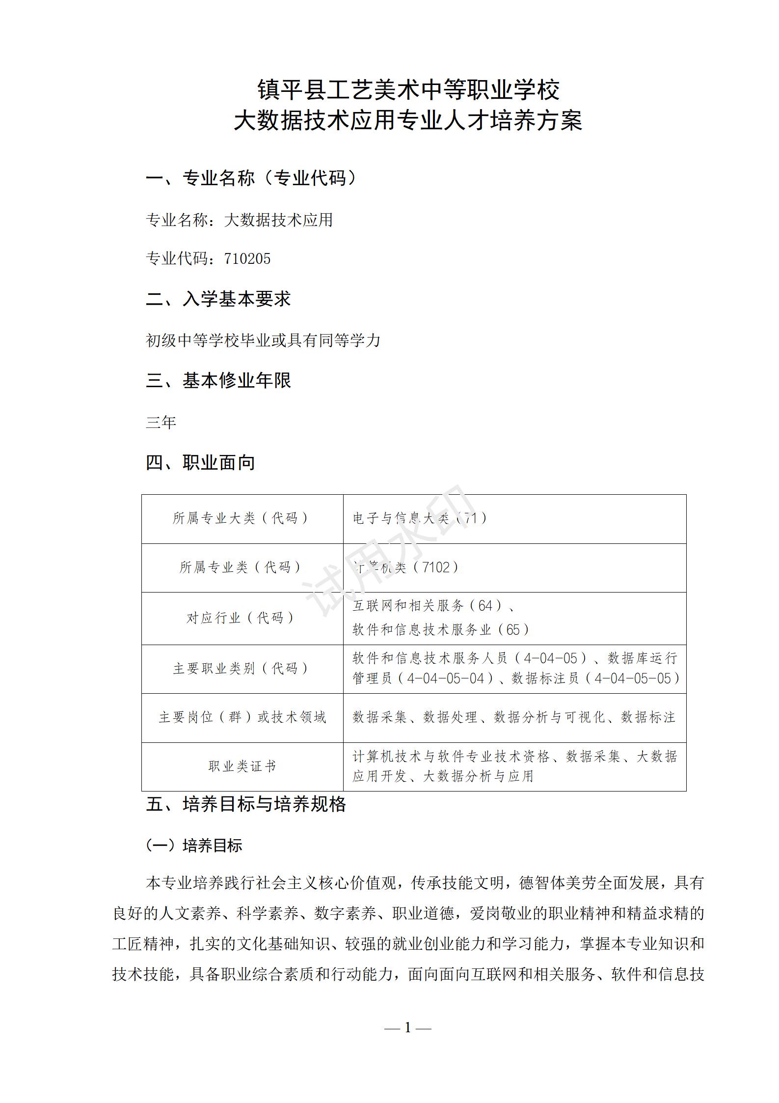 大数据技术应用专业人才培养方案