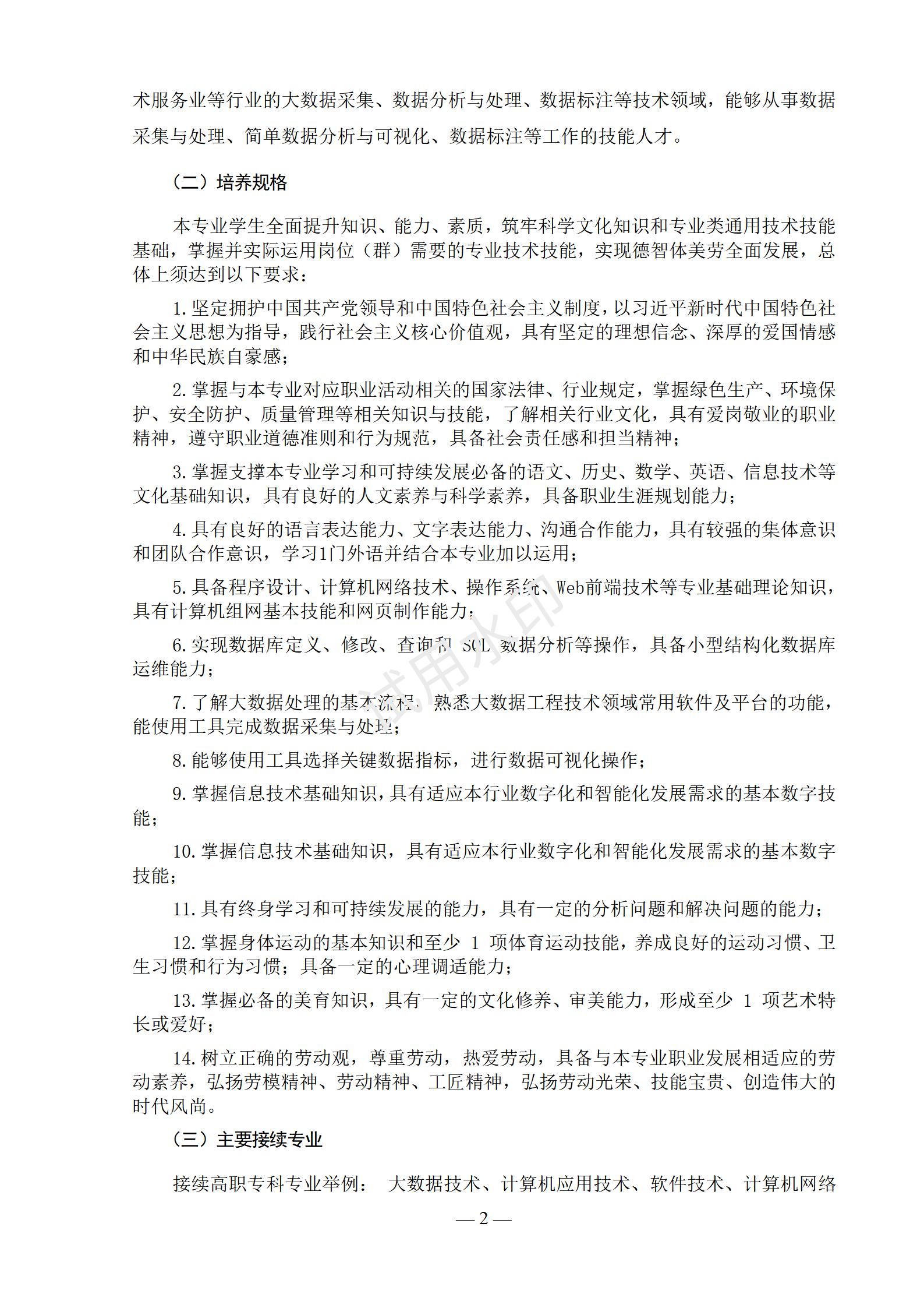 大数据技术应用专业人才培养方案