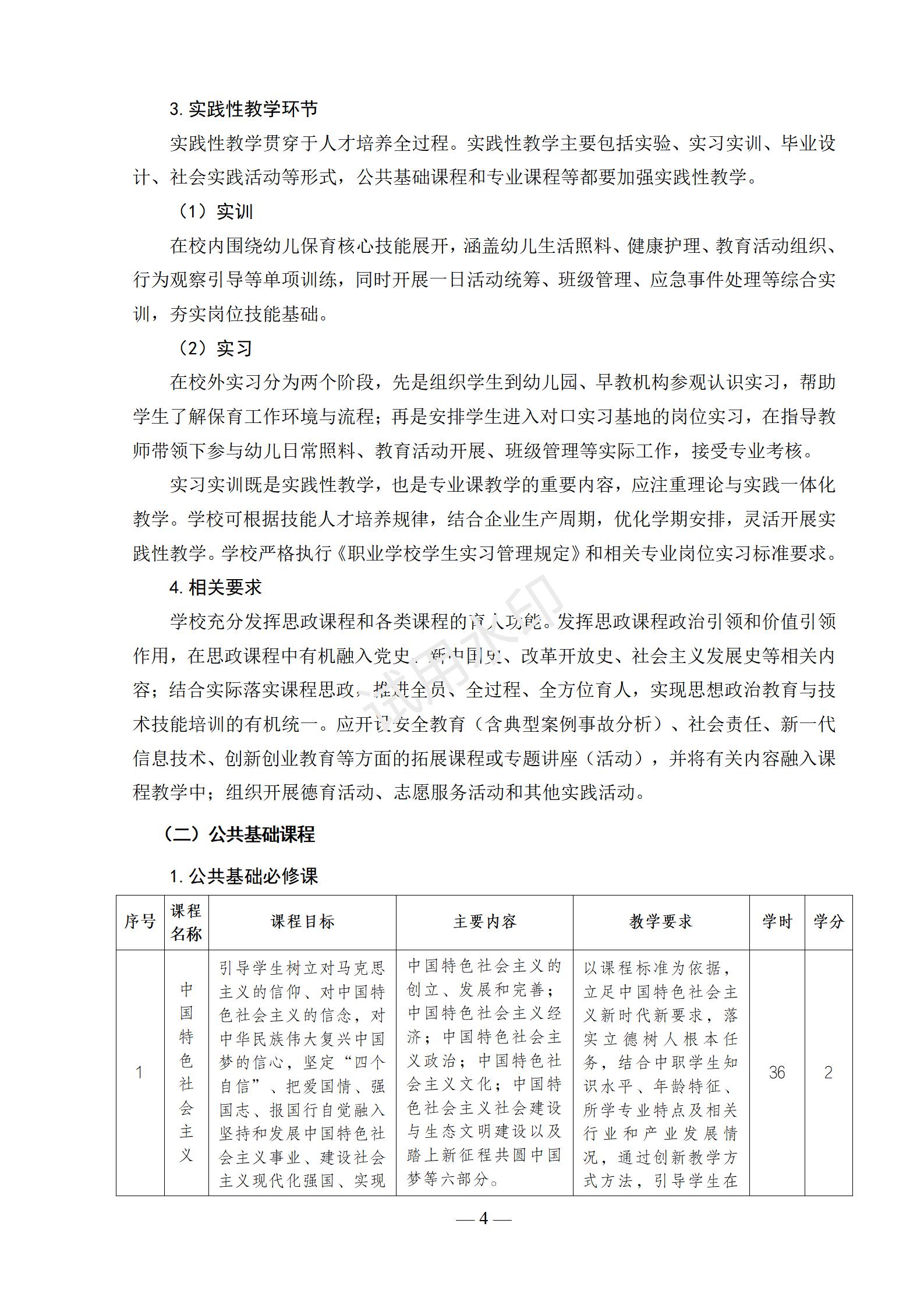 幼儿保育专业人才培养方案