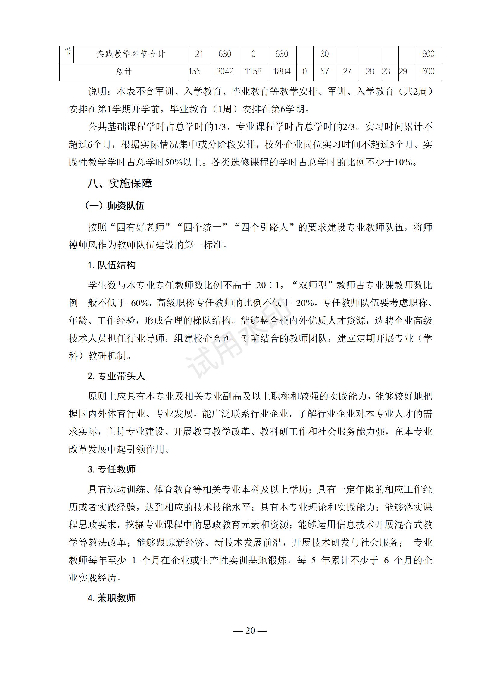 运动训练专业人才培养方案