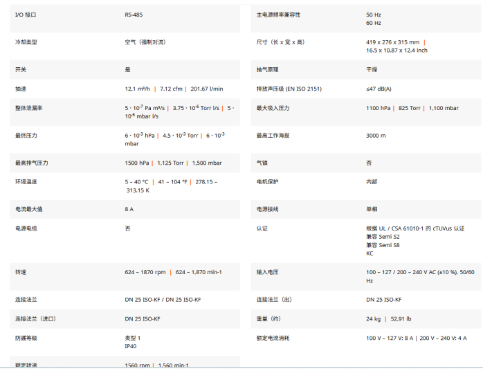 普发 HiScroll 18 干式涡旋泵