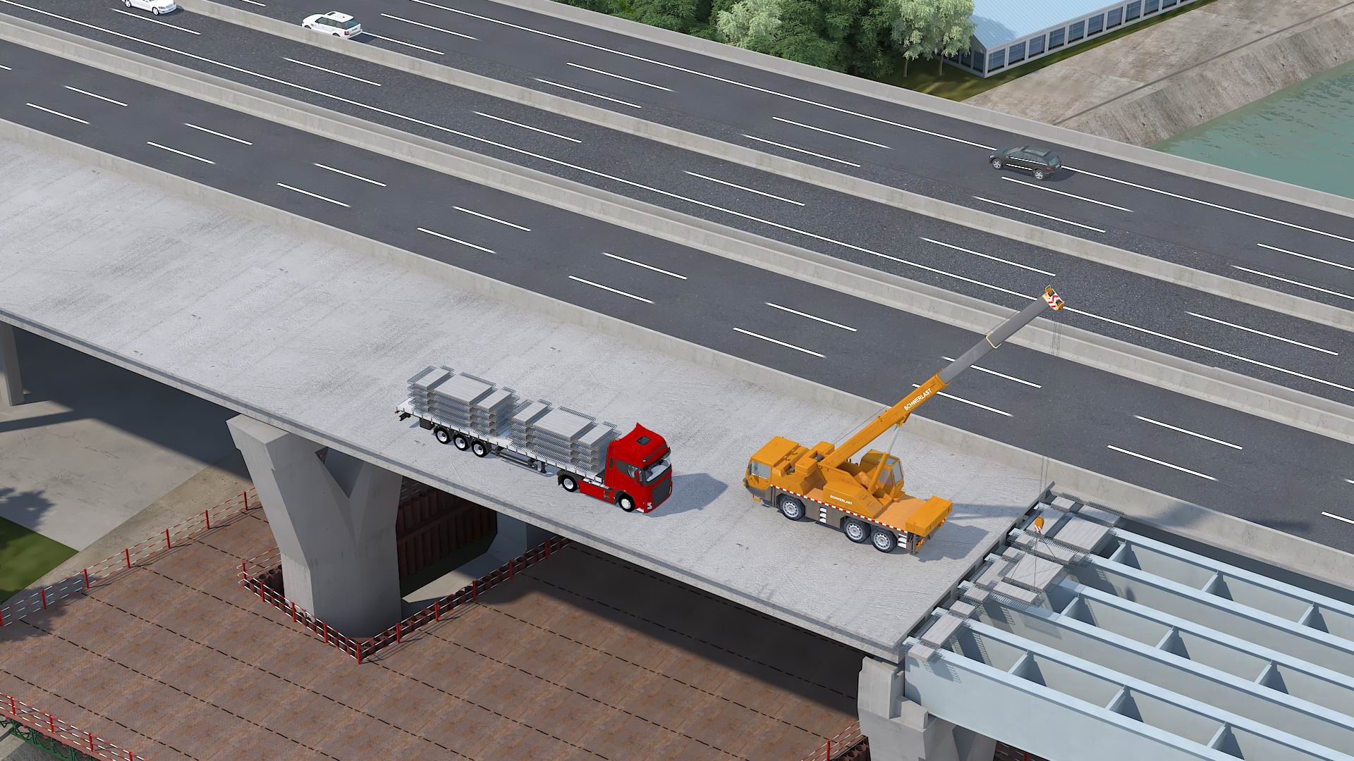 高速公路叠合梁施工工艺动画
