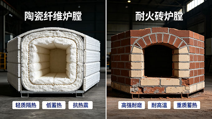 陶瓷纤维炉膛与耐火砖炉膛实物对比图 马弗炉选型避坑指南