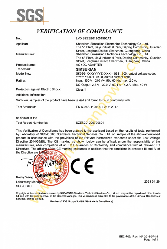 Verification of Compliance