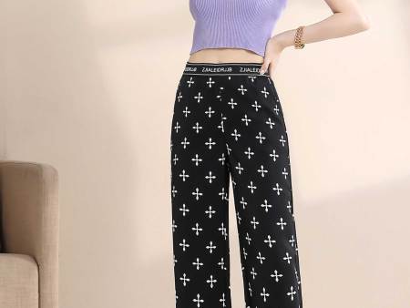 克罗心印花阔腿裤