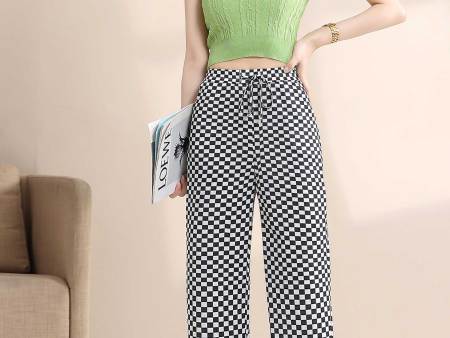 黑白棋盘格阔腿裤1