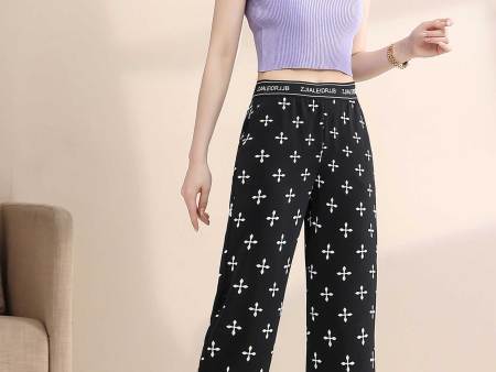 克罗心印花阔腿裤1