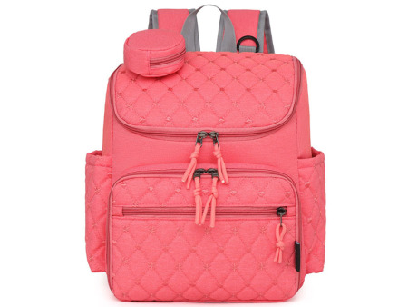 2025Trendy Functional Quilted and Embroidery Fabric Diaper Backpack Mommy and Baby Diaper Bag  XYD-DB202508016