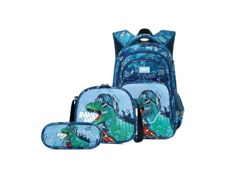 Dinosaur T-Rex Kids Backpack Set Includes Pencil Case and Lunch Bag XYJ-SB202508004