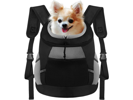 Dog Backpack Carrier, Front Chest Carrier for Cat Small Dogs, Pet Carrying Bag for Travel Hiking Cycling Outdoor Black S (Suggested Pet Height 7-10 in, 2-6 lbs) XYL-PB202508055
