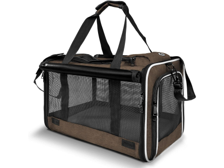 Pet Carrier for Large Cat Soft-Sided Animal Traveling Bag for Medium Cat up to 20lbs / Washable Small Dog Puppy 10 lbs Crate Case with Privacy Curtains for Home Outdoor Travel Mocha Brown XYL-PB202508059