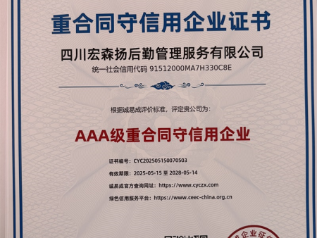 重合同守信用企业证书