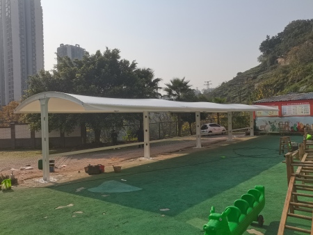 重庆綦江拱形膜结构非机动车棚完工啦！