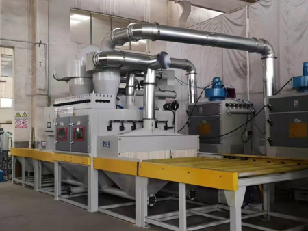 Medium sized horizontal shot blasting machine