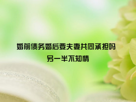 婚前债务婚后要夫妻共同承担吗 另一半不知情?